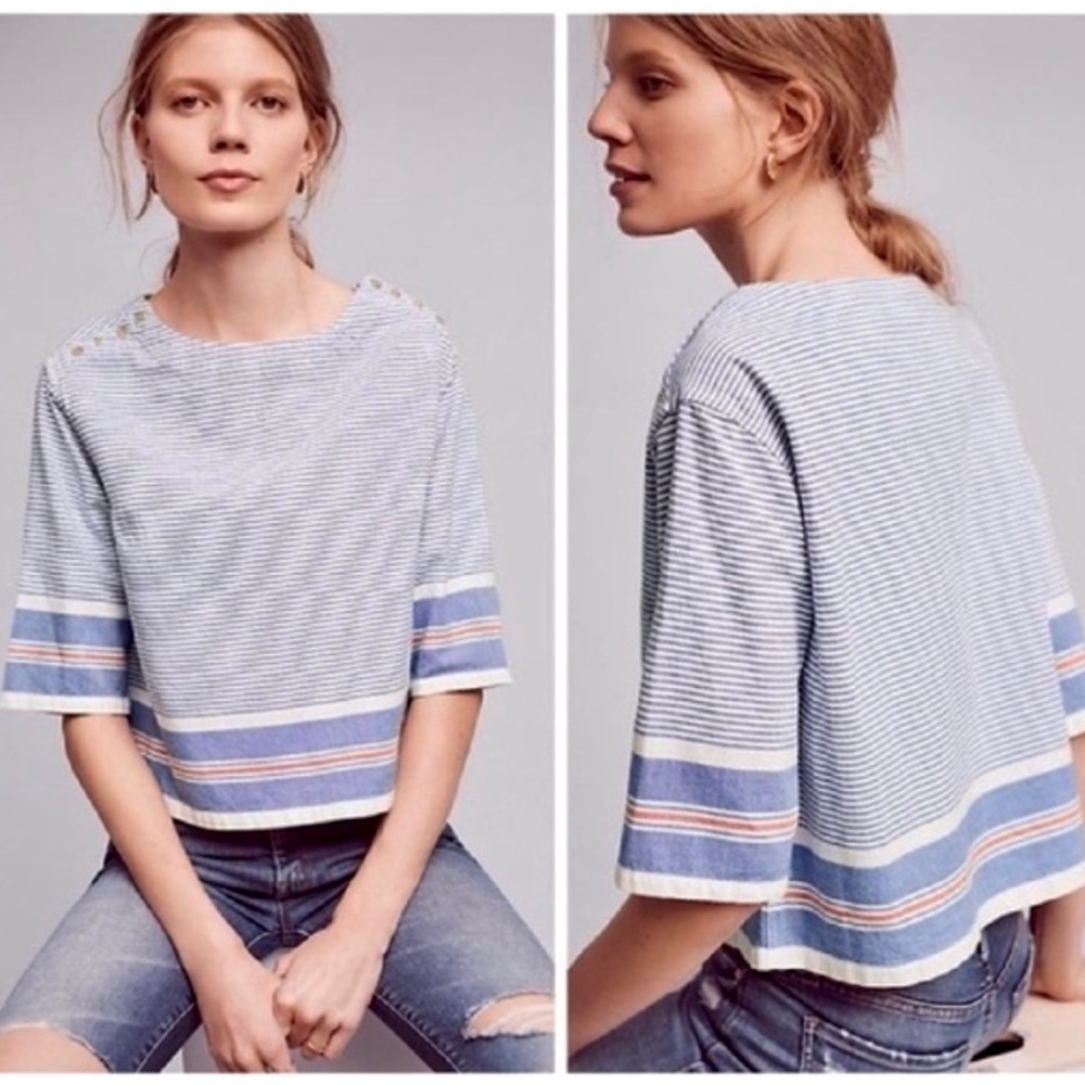 EUC Maeve Sullivan Striped Boxy Top